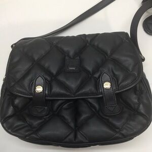Dooney & Bourke Black Quilted Nylon/Leather Crossbody Purse